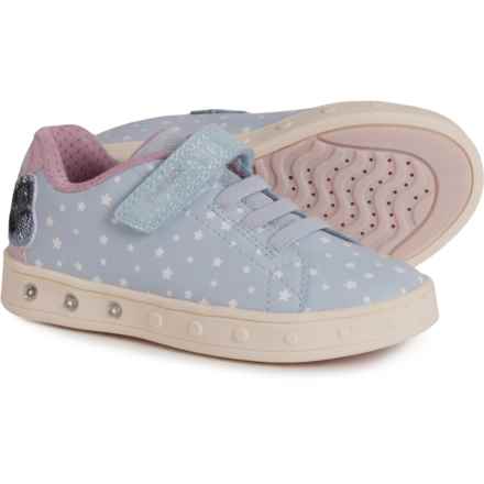 Geox Little and Big Girls Skylin Light-Up Sneakers in Lt Blue/Pink