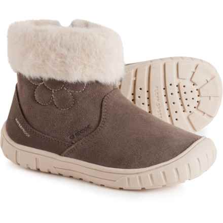 Geox Little Girls Omar Boots - Waterproof, Suede in Smoke Grey