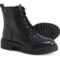 Geox Smoked Leather Combat Ankle Boots (For Women) in Black