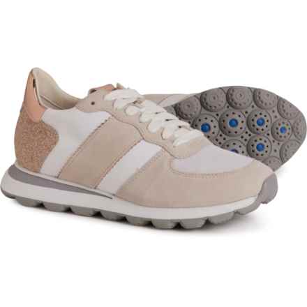 Geox Spherica V-Series Sneakers - Suede (For Women) in Off White/Rose Gold