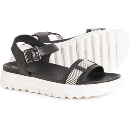 Geox Xand Flat Sandals - Leather (For Women) in Black/Off White