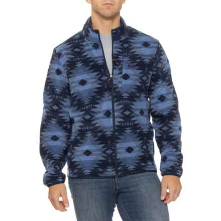 Gerry Aztec-Inspired Printed Full-Zip Fleece Jacket in Navy