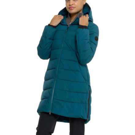 Gerry Halfmoon Stretch Active Hooded Puffer Jacket - Insulated, 3/4 Length in Everglade