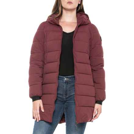 Gerry Halfmoon Stretch Active Hooded Puffer Jacket - Insulated in Ruby Wine