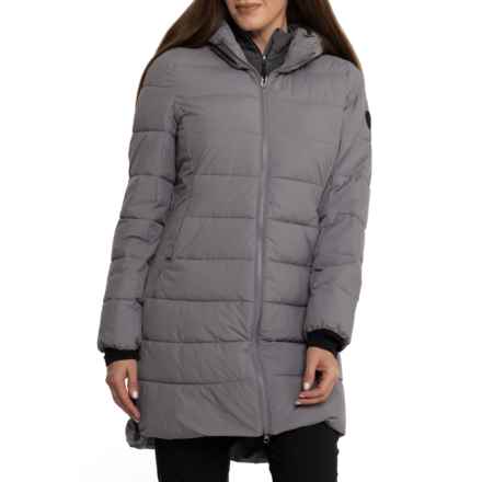 Gerry Halfmoon Stretch Active Hooded Puffer Jacket - Insulated in Wild Dove