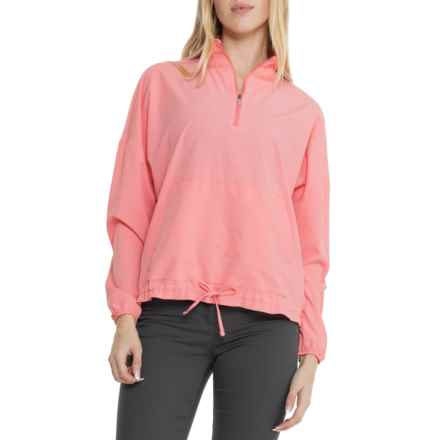 Gerry Niles Breezy Zip Neck Sun Shirt - UPF 50+, Long Sleeve in Flamingo