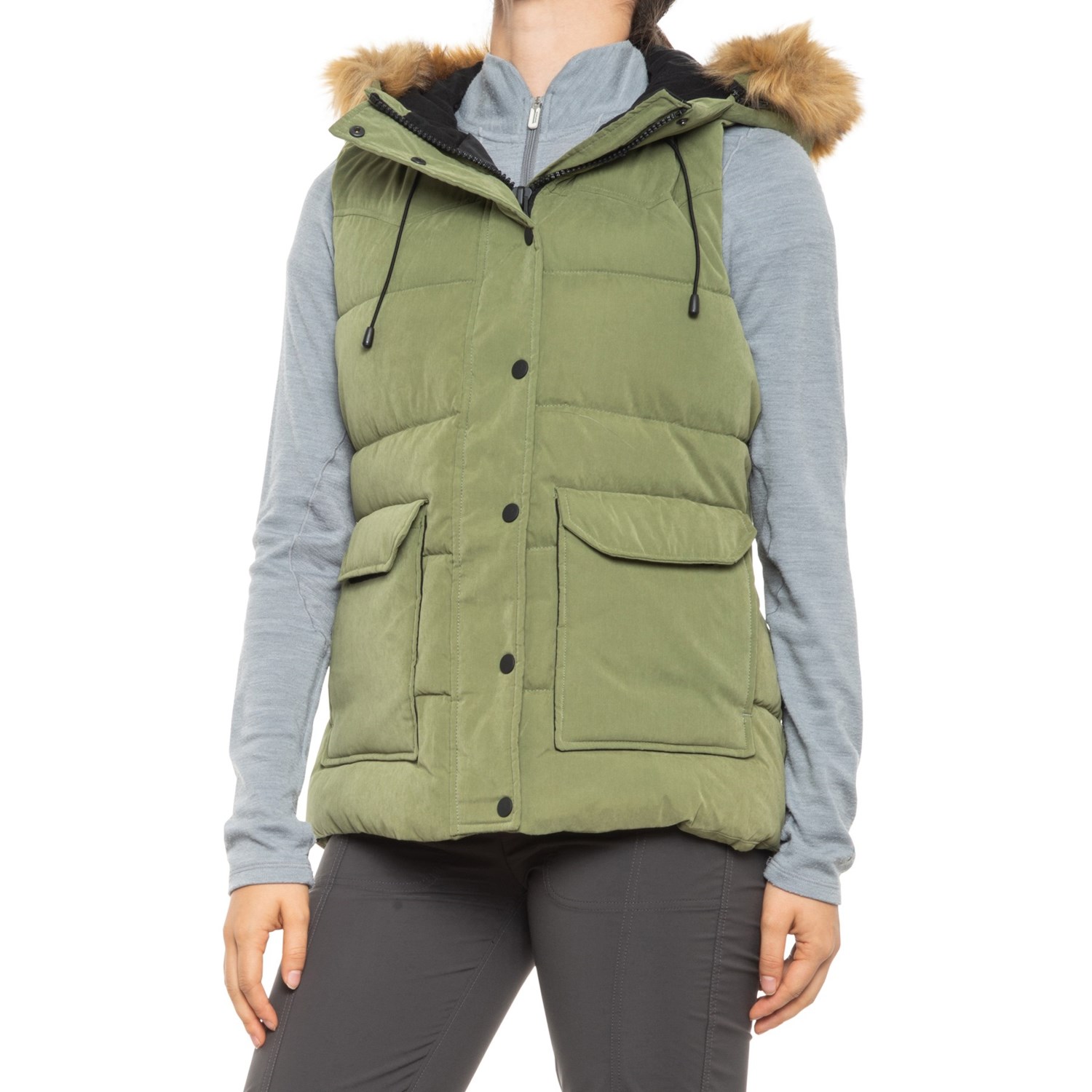 olive puffer vest womens