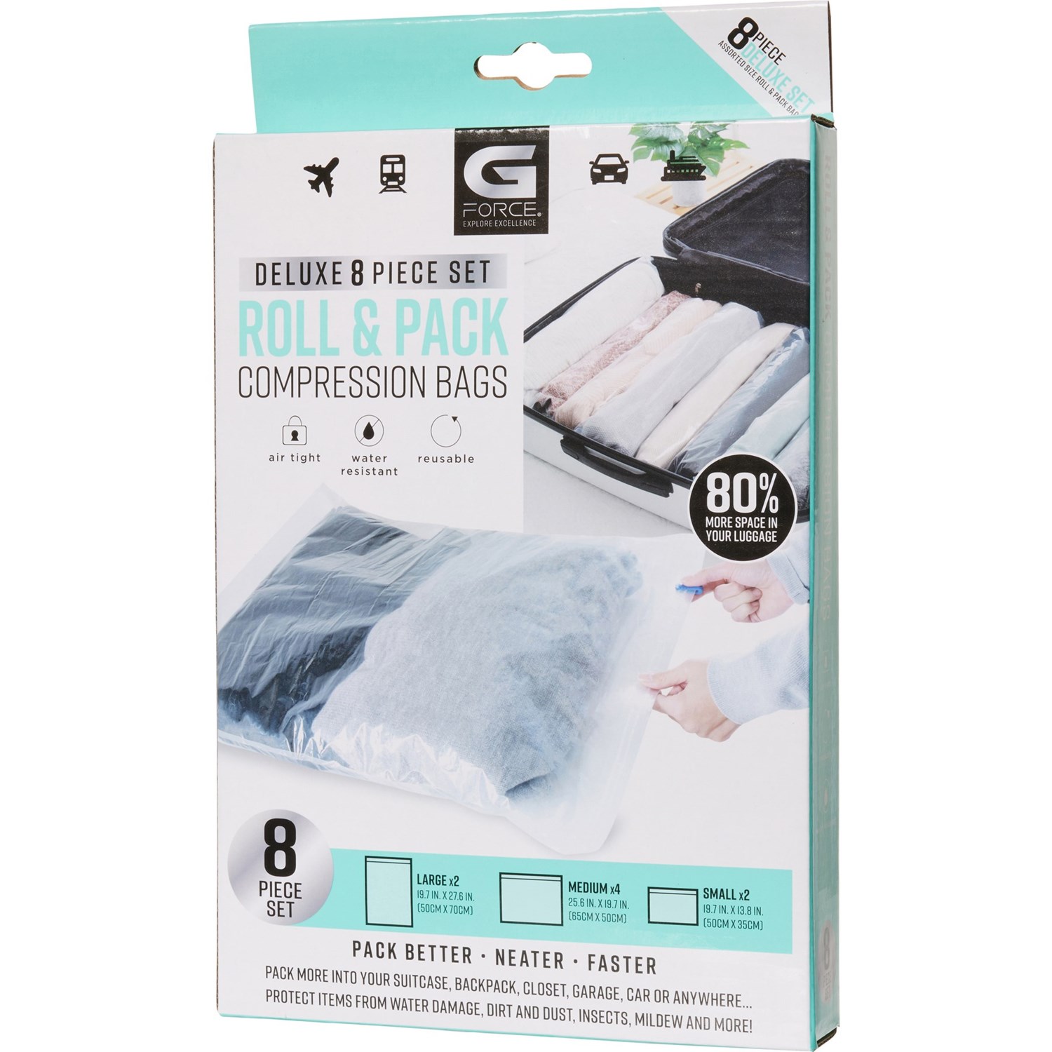 GFORCE Roll and Pack Air-Tight Storage Bags - 4-Pack, 25.5x20” - Save 30%