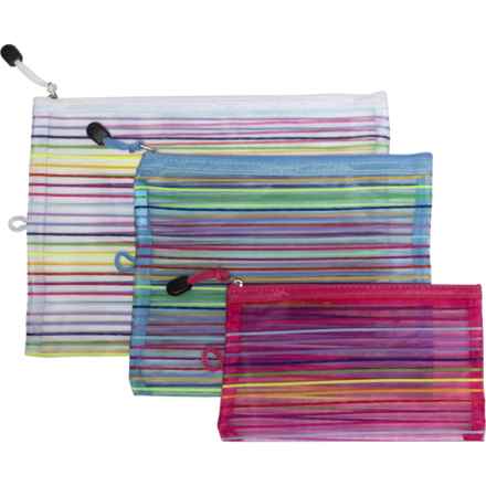 GFORCE Rainbow Ribbon Mesh Flat Pouch Set - 3-Pack, Multi in Multi