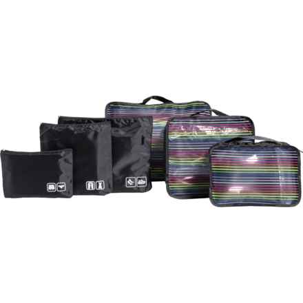 GFORCE Ultimate Traveling Packing Cube Bag Set - 6-Piece, Stripe-Black in Stripes/Black