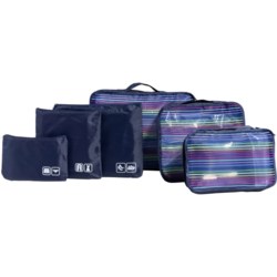 GFORCE Ultimate Traveling Packing Cube Bag Set - 6-Piece, Stripes-Blue in Stripes/Blue