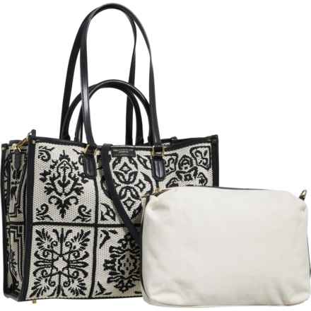GIORGIO DEL RE Crochet Tote Bag in Whte Base/Black