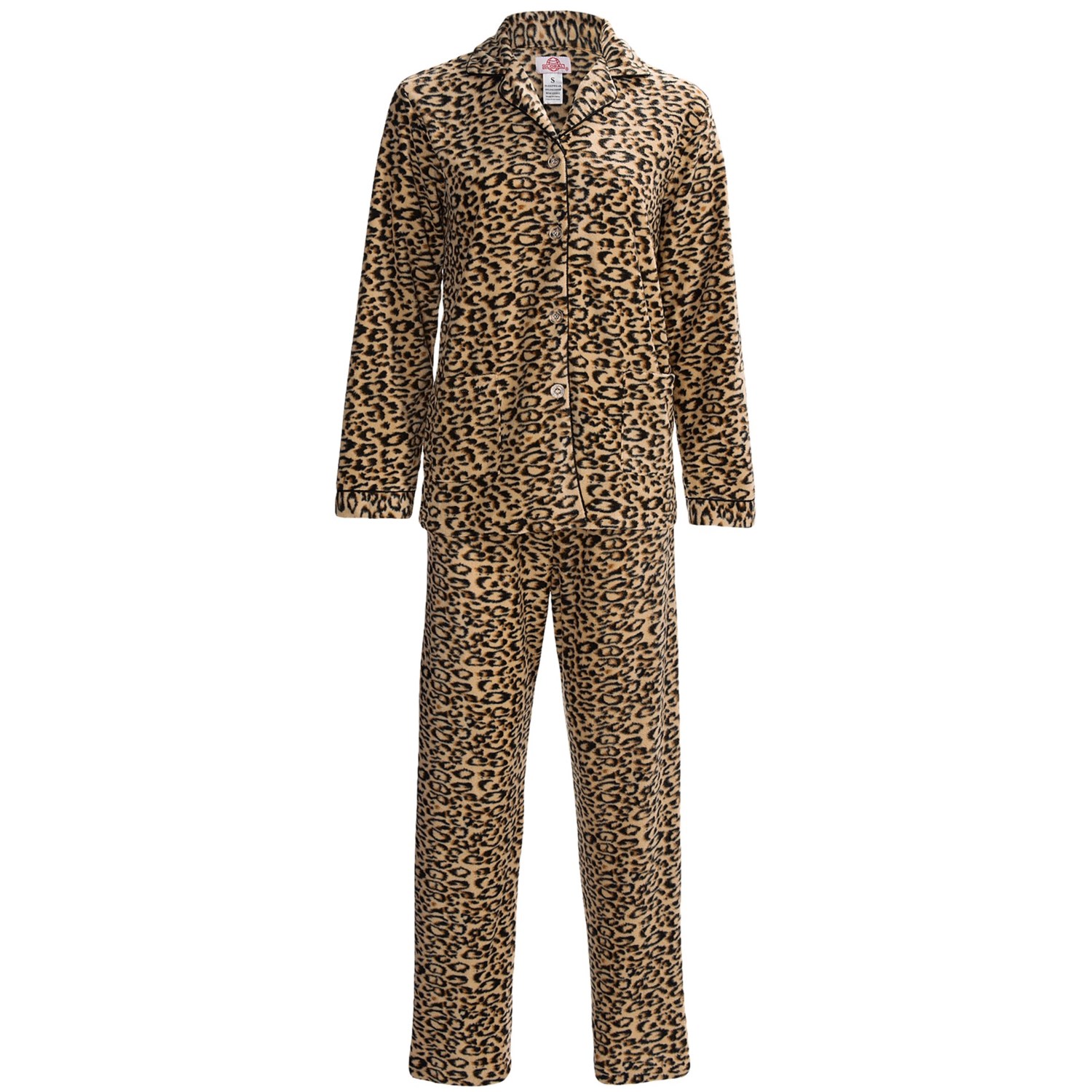 Global Polar Fleece Pajamas - Long Sleeve (For Women) in Tan Leopard