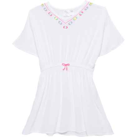 GOA Big Girls Embroidered Cover-Up Dress - Short Sleeve in White