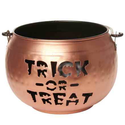 Goblin & Ghoul Trick or Treat Jack-O’-Bucket - 12” in Copper/Black