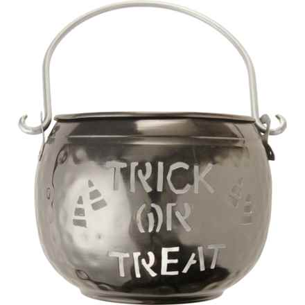 Goblin & Ghoul Trick or Treat Jack O’ Lantern Bucket - 7x9” in Silver/Black
