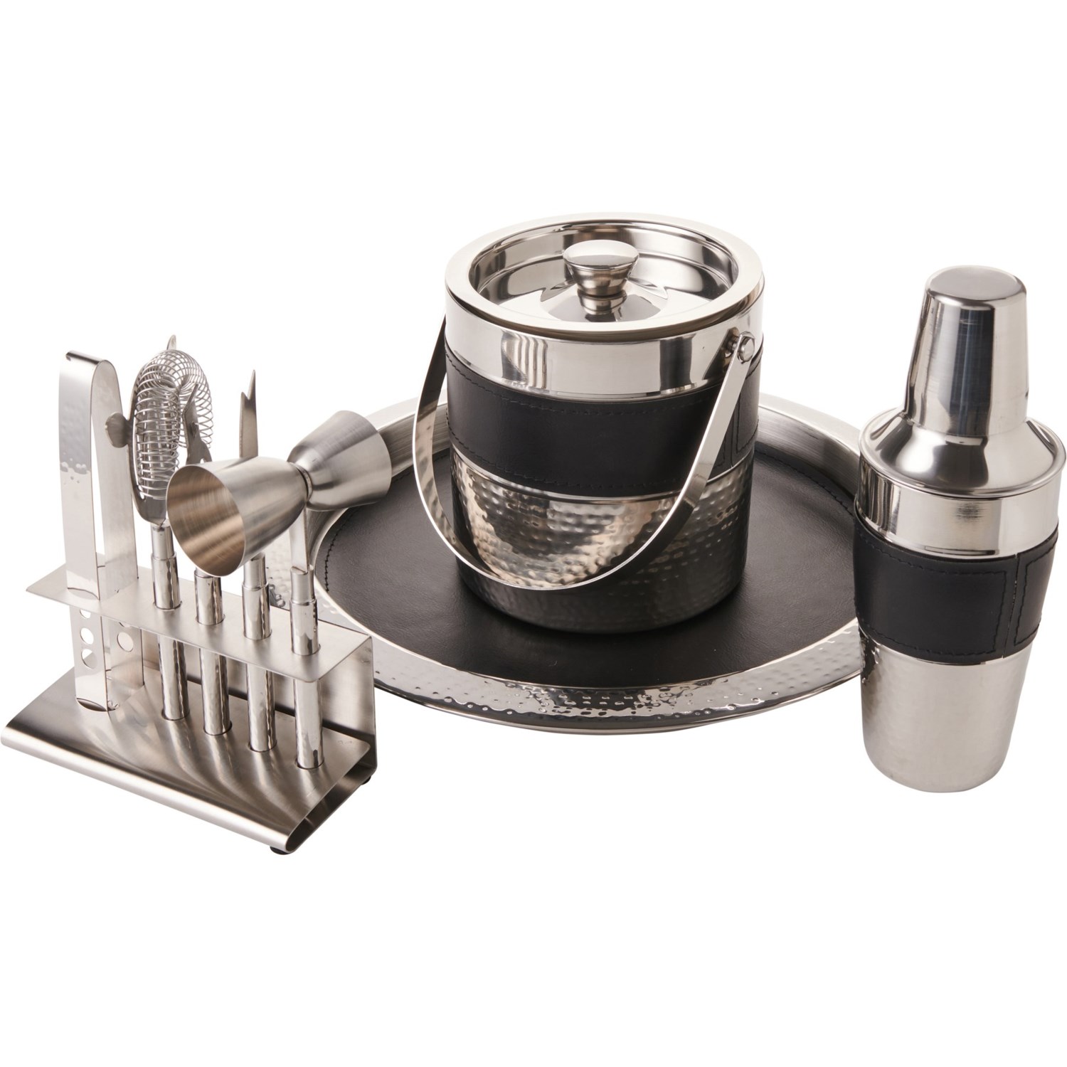 Godinger Leather Accent Stainless Steel Bar Tool Set 9Piece Save 42