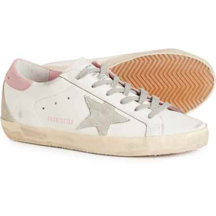 GOLDEN GOOSE Made in Italy Super-Star Running Sneakers - Leather (For Women) in White + Light Pink