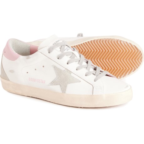GOLDEN GOOSE Made in Italy Super-Star Running Sneakers - Leather (For Women) in White / Light Pink