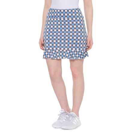 GOLFTINI Pull-On Ruffled Stretch Skort in Check Print