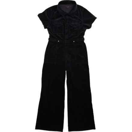 GOOD AMERICAN Corduroy Fit For Success Palazzo Jumpsuit - Wide Leg, Short Sleeve in Black