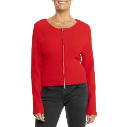 GOOD AMERICAN Virgo Ribbed Zip-Front Sweater in Grenadine