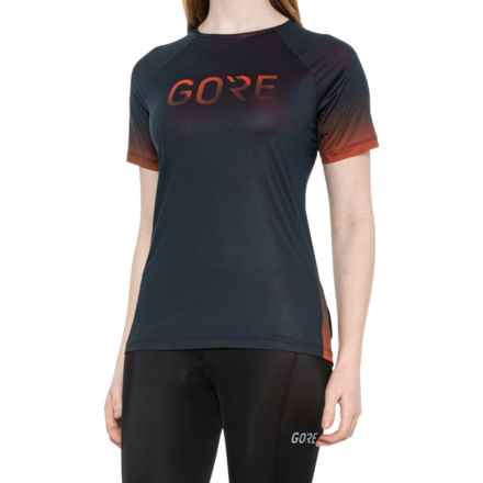 GORE WEAR Devotion T-Shirt - Short Sleeve (For Women) in Orbit Blue/Fireball