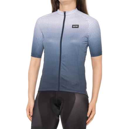 GORE WEAR Grid Fade Cycling Jersey - Full Zip, Short Sleeve in Orbit Blue/White