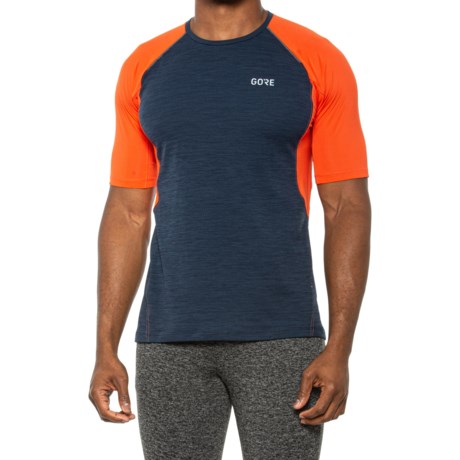 Gorewear R5 Running Shirt - Short Sleeve in Orbit Blue/Fireball