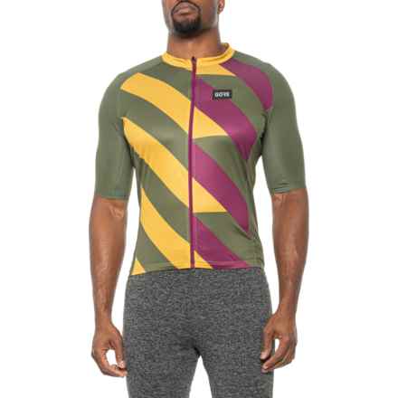 Gorewear Signal Cycling Jersey - Full Zip, Short Sleeve in Utility Green/Uniform Sand
