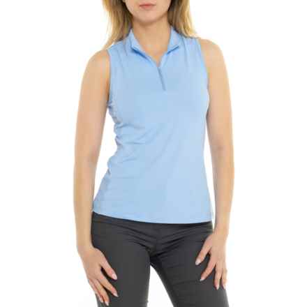 GOTTEX GOLF Mock Neck Tank Top - Zip Neck in Light Blue