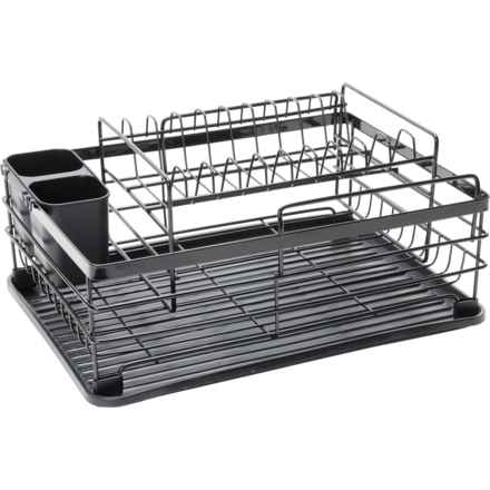 GOURMET HOME 2-Tier Dish Drying Rack with Draining Board in Black