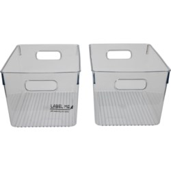 GOURMET HOME Extra Large Modern All-Purpose Storage Bin Set - 2-Piece, 3.2x9.8x7.9” in Clear