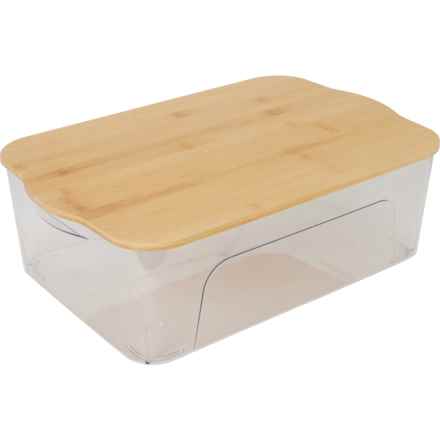 GOURMET HOME Medium Multipurpose Storage Bin with Bamboo Lid in Clear Natural