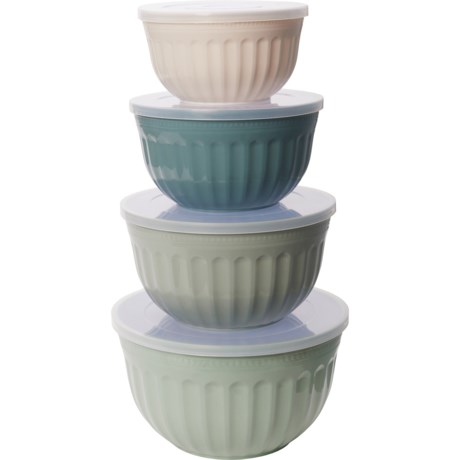 GOURMET HOME Scalloped Mixing Bowls Set with Lids - 4-Piece - Save 50%