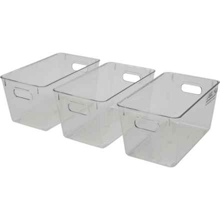GOURMET HOME Small Modern All-Purpose Storage Bins - 3-Pack in Clear