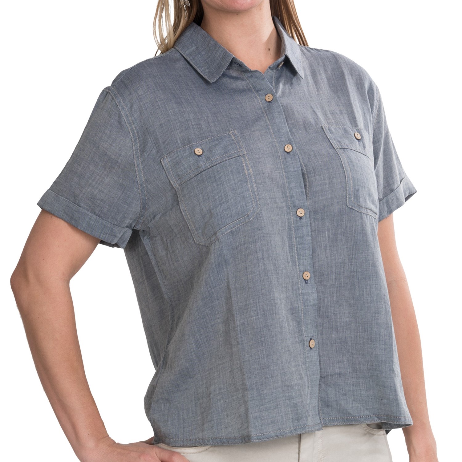 Gramicci Keri Chambray Shirt - Organic Cotton, Short Sleeve (For Women ...
