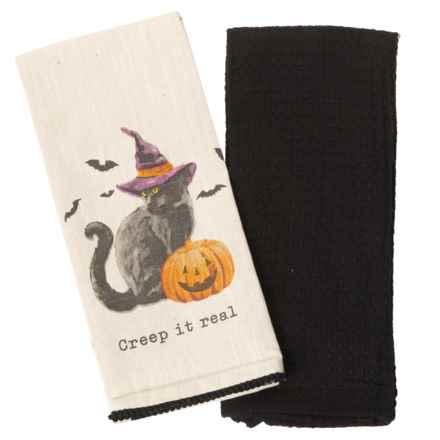 Grammercy Studios Creep It Real Cat Kitchen Towels - 2-Pack in Black Natural