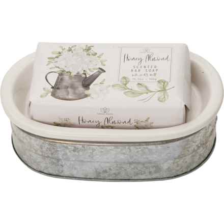 Grass Roots Honey Almond with Goat Milk Soap Bar and Soap Dish Set - 10 oz. in Multi