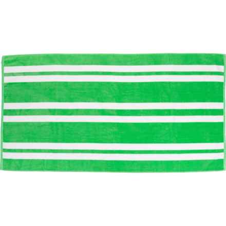 Great Bay Home Maui Palm Tree Stripe Velour Beach Towel - 450 gsm, 30x60”, Green-White in Green / White
