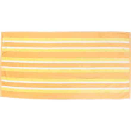 Great Bay Home Maui Starfish Stripe Velour Beach Towel - 450 gsm, 30x60”, Orange-Yellow in Orange / Yellow