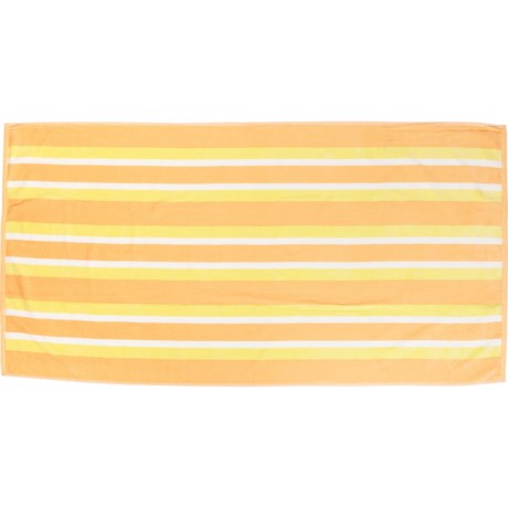 Great Bay Home Maui Starfish Stripe Velour Beach Towel - 450 gsm, 30x60”, Orange-Yellow in Orange / Yellow