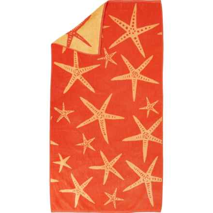 Great Bay Home Starfish Velour Beach Towel - 450 gsm, 30x60”, Coral in Coral