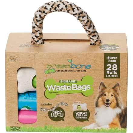 GREENBONE Dog Waste Bag with Dispenser and Rope Toy - 336 Count in Multi