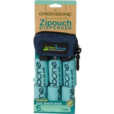 GREENBONE Zip Pouch Dispenser with Biobase Refill Rolls - 72-Count in Blue
