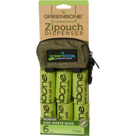 GREENBONE Zip Pouch Dispenser with Biobase Refill Rolls - 72-Count in Green