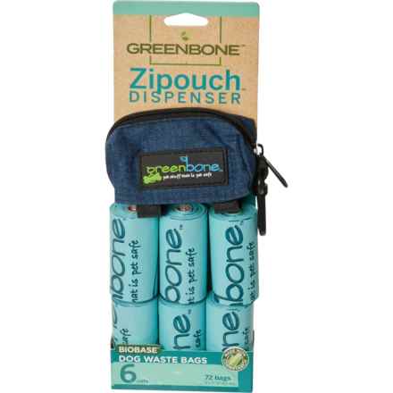 GREENBONE Zip Pouch Dog Waste Bag Dispenser - 6 Refill Rolls in Blue