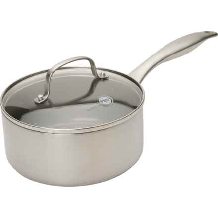 GreenPan Nonstick Healthy Ceramic Tri-Ply Saucepan with Lid - 2 qt. in Silver