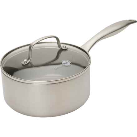 GreenPan Nonstick Healthy Ceramic Tri-Ply Saucepan with Lid - 2.1 qt. in Silver