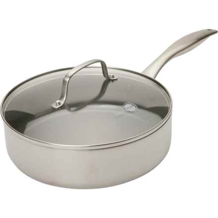 GreenPan Nonstick Healthy Ceramic Tri-Ply Saute Pan with Lid - 3.3 qt. in Silver